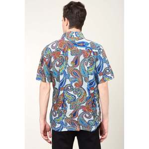 YASH GALLERY Camisa de poliéster regular con estampado abstracto para hombre Tallas de 30 pulgadas de longitud Opciones multicolores disponibles - Product Image 5
