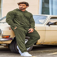 Ensemble de survêtement 2 pièces pour homme, hiver, uni, 100% coton, grande taille, respirant, sweat-shirt à capuche, jogging, sport décontracté