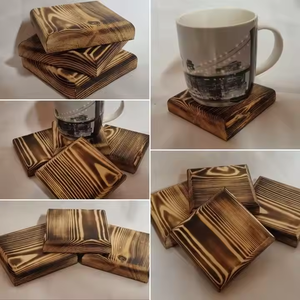 Dessous de verre personnalisé de forme carrée avec logo gravé au laser Dessous de verre en noyer par artisanat en croissant - Product Image 6