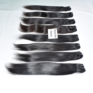 Extensions de cheveux humains pour femmes, 100% cheveux indiens bruts, raides, double trame, vague profonde, cuticules alignées, couleur naturelle noire - Product Image 3