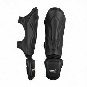 Protector de Espinilla de MMA Termomoldeado de Cuero Artificial de Alta Calidad, Color Negro, Logotipo Personalizado, Protector de Espinilla de Muay Thai Hecho a Medida - Product Image 1