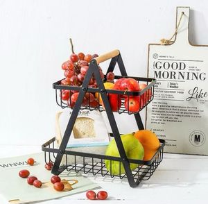 Corbeille à fruits en fer enroulé à deux compartiments avec des détails vintage traditionnels et une structure artisanale pour la décoration de table - Product Image 2