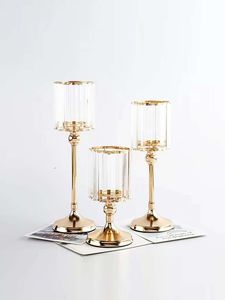 เชิงเทียนแก้วโลหะทรงตรงสำหรับงานแต่งงานเชิงเทียนแก้วเมทัลลิกาแบบหรูหรา - Product Image 2