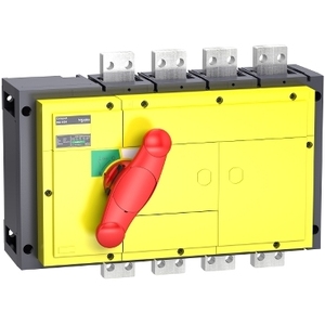 Interruptor Desconectador Compacto Schneider Electric 31351 INS1600 de 1600A, 4 Polos, Mango Giratorio Rojo, Frente Amarillo, Interruptor Duradero - Product Image 1