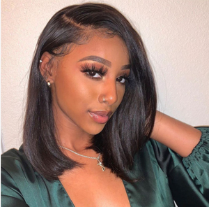 Pelucas de cabello humano natural, pelo liso de hueso negro con encaje frontal 5x5, sin pegamento - Product Image 5