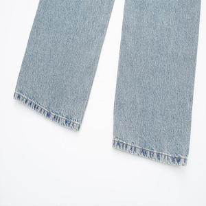 Jeans en denim à jambes larges de haute qualité pour femmes, coupe décontractée, ajustement régulier, lavage à l'eau de Javel écologique personnalisé - Product Image 6