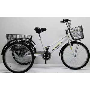 Vélo cargo électrique Dorello White 2960 à trois roues, avec panier, cadre en aluminium, roues de 20 pouces, 18 vitesses, double V - Product Image 1