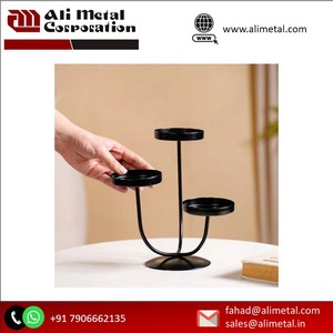 Antique Metal Tall <b>Candle</b> <b>Holder</b> Set Table Centerpiece Decor Black <b>Candles</b> Decoration Stands for Christmas Occasions - Product Image 3