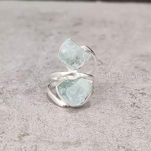 Anillo de Plata de Ley 925 con Piedra Preciosa de Aguamarina Natural, Anillo de Mujer, Piedra de Nacimiento de Marzo, Regalo de Cumpleaños, Navidad, Joyería Hecha a Mano - Product Image 2