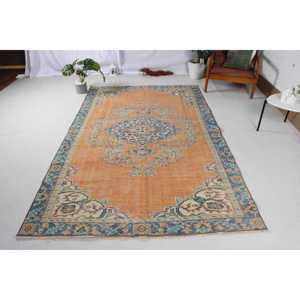 Grand tapis vintage de 5,3 x 8,6 pieds, tapis persan turc orange - Product Image 1
