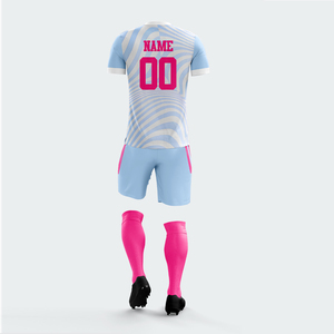 Ensemble d'uniformes de football imprimés confortables, respirants et anti-humidité, haute qualité, manches courtes, séchage rapide, nom d'équipe personnalisé sur le devant - Product Image 3