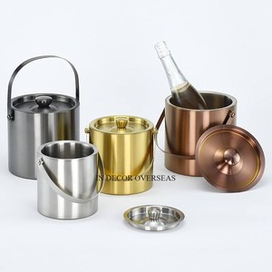 Seau à glace en métal de haute qualité avec finition personnalisée et logo disponible pour bouteilles de bière et de vin Barware - Product Image 1