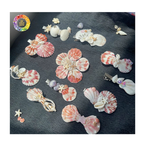 Pinza para el pelo de concha marina hecha a mano estilo playero-Pinza para el pelo de concha de almeja-accesorio para el cabello natural brillante para el verano - Product Image 6