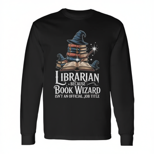 T-shirt a maniche lunghe da bibliotecario/a, mago/a dei libri, titolo di ruolo non ufficiale per il personale della biblioteca o gli amanti dei libri, t-shirt promozionale - Product Image 2