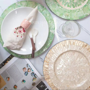 แผ่นรองจานเปลือกหอยมุกน้ำจืดหุ้มฉนวนทรงกลมตามธรรมชาติ - Product Image 1