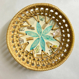 Bandejas para servir decorativas de ratán de estilo rústico de mimbre con MOP Bandeja para servir desayuno Hecho en Vietnam Precio al por mayor - Product Image 6