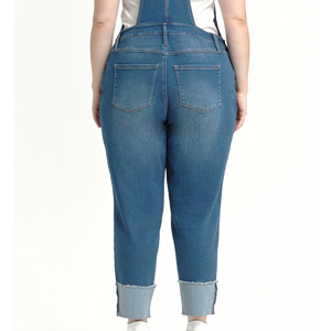 เสื้อเอวลอยสุดเซ็กซี่สำหรับผู้หญิงบอดี้สูทผ้ายีนส์ทรงสลิมฟิตแบบลำลองปักโลโก้และซักด้วยเทคนิค - Product Image 3