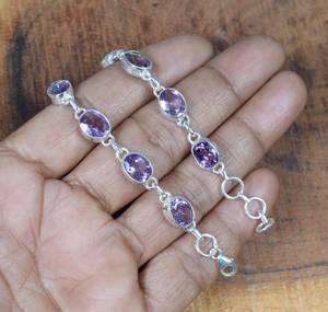 Amethyst 925 <b>Silver</b> Bracelet Adjustable Gemstone February Birthstone Handmade Jewelry Elegant Gift For <b>Women</b> - Product Image 4
