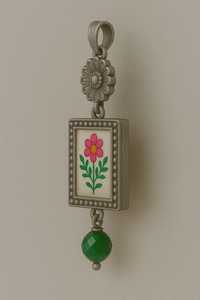 Handmade Creative 925 <b>Sterling</b> <b>Silver</b> Floral Design Pendant Geometric Bezel Setting Vintage Indian Fine <b>Stud</b> <b>Earrings</b> for Women - Product Image 3