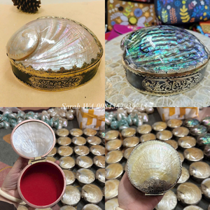 Boîte à bijoux en coquille d'ormeau naturelle, garniture en métal doré, artisanale, pour cadeaux significatifs et collections uniques - Product Image 6