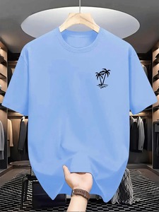 T-shirt à manches courtes en coton pur à col rond uni pour homme, nouvelle collection été, vente chaude, t-shirt pour homme, haut à boutons - Product Image 6