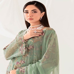 ชุดสูทงานปาร์ตี้และงานแต่งงานผ้าชีฟองของผู้หญิง3ชิ้น10ชิ้นแนวอินเดียและปากีสถานแบบแฟนซีขายส่ง ramsha rangoon - Product Image 6