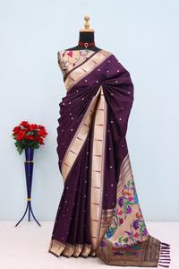 Saree de seda suave de diseñador de estilo Banarsi con blusa elegante Ropa de boda exclusiva para fiestas Ropa de Sari étnica para mujeres y niñas más vendidas - Product Image 3