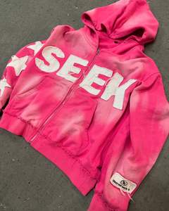 Ensemble survêtement vintage pour homme avec logo personnalisé brodé, sweat à capuche zippé intégral et pantalon de jogging en molleton 100% coton, coupe pattes d'éléphant, pour l'hiver - Product Image 5