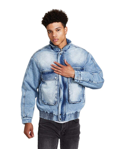 Chaqueta de piel de mezclilla personalizada para hombre, chaquetas de mezclilla lisas rasgadas con estilo de alta calidad para hombre, productos de alta calidad, deportes nanju - Product Image 4
