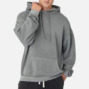 Sweat à capuche épais en coton éponge français de haute qualité avec logo personnalisé Sweat à capuche surdimensionné en molleton respirant à épaules tombantes pour hommes - Product Image 1