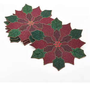 Mantel Individual con cuentas y estructura frondosa bordada, camino de mesa, mantel Individual de 13x13, mantel Individual con cuentas de hojas multicolores a precio bajo con descuento - Product Image 2