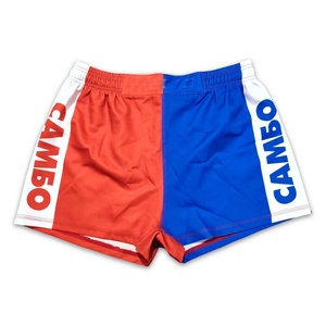 Pantalones Cortos de Sambo Rojos y Azules con Bloques de Color, de Secado Rápido, Unisex, para Artes Marciales, Talla Adulto Regular - Product Image 1