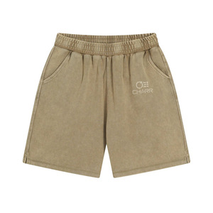 Pantalones cortos lavados con ácido de cintura media para hombre, corte inspirado en los años 90, transpirable, 100% algodón, cierre de cordón de punto, cómodos y elegantes - Product Image 1