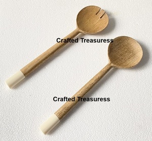 Ensemble de couverts en bois naturel au design créatif pour la vaisselle, la cuisine, la décoration de la maison, le mélange et le service de salades - Product Image 4