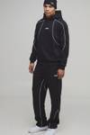 Conjunto de Sudadera con Capucha y Pantalones Jogger de Forro Polar de Nailon Ligero Personalizado con Ribete en Contraste, Chándal Holgado Estilo Urbano para Hombre con Cierre de Cordón - Product Image 2