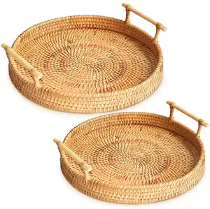 Hand Made Round Rattan Bread Tray Wicker, Rattan Storage Tray Vietnamese supplier // Contact Ms TERESA +84971482716