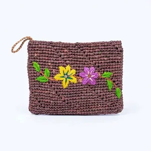 Bolso de Mano de Ganchillo Floral, Estilo Bohemio, Cierre Abierto, Uso Diario, Patrón Multicolor, Bolso Tipo Clutch para Mujer - Product Image 4