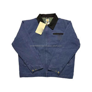 Blouson Bomber Homme Vintage Délavé Col Montant Respirant Automne Hiver Décontracté Couleur Unie Fermeture Éclair Toile - Product Image 1