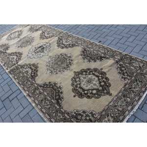 Alfombra turca clásica Vintage 5,1X12,9 pies Beige negro tejido plano para decoraciones de sala de estar para adolescentes - Product Image 4
