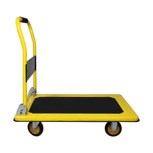 200kg Load Yellow Iron Plate Non-Slip Folding Watch Rubber Wheel Garden Cart Wagon Plastic Tub Trolley