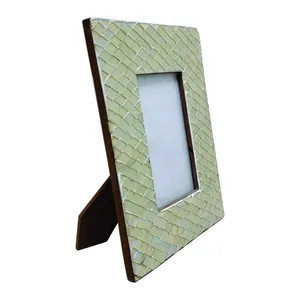 热卖中密度纤维板和玻璃相框绿色马赛克现代风格相册和桌面装饰金属框架配件