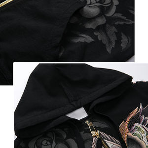 Sweat à capuche zippé avec logo imprimé pour hommes et femmes haute qualité coton polyester épais imperméable polaire longue longueur-vente en gros en vrac - Product Image 6