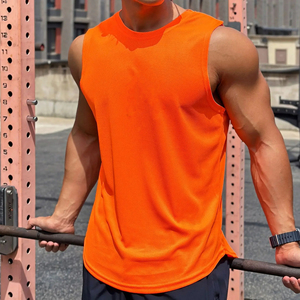 Débardeur en polyester de haute qualité pour hommes taille plus personnalisée couleur unie vente en gros de musculation vêtements de sport à séchage rapide avec logo imprimé personnalisé - Product Image 6