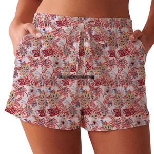 Pantalones Cortos de Pijama de Algodón Puro con Estampado Floral para Mujer, Moda Casual para el Hogar con Cintura Elástica Suave para Primavera y Verano - Product Image 3