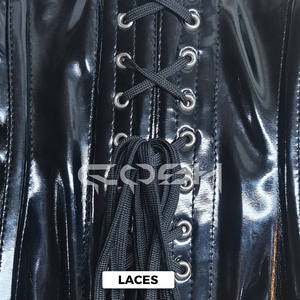 Corsé de entrenamiento de cintura de PVC negro brillante, corto, tipo underbust - Product Image 5