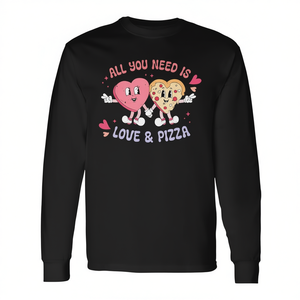 Camiseta Retro de Manga Larga para el Día de San Valentín con la Frase 'All You Need Is Love and Pizza' para Promociones - Product Image 2