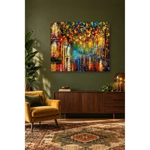 Impression sur toile Fida Colorful Trees Boulevard dans la nuit de pluie - Product Image 5