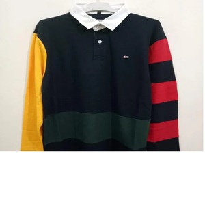 Ropa sobrante, etiquetas de marca originales, camisetas de Polo de manga larga de algodón a rayas con cuello vuelto para hombre - Product Image 1