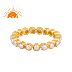 แหวนไข่มุกธรรมชาติ18K ชุบทอง18K ดีไซน์ทำด้วยมือล่าสุดเครื่องประดับอัญมณีชั้นดีสำหรับผู้หญิงของขวัญสำหรับเธอ - Product Image 1