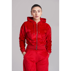 Chándal con capucha y cremallera de felpa informal para mujer - Product Image 4